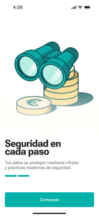 Pantalla de la aplicación